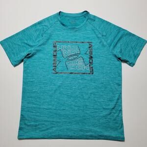 Under Armour Tech Tee Mens LARGE Green Graphic Short Sleeve Crew-Neck T-Shirt